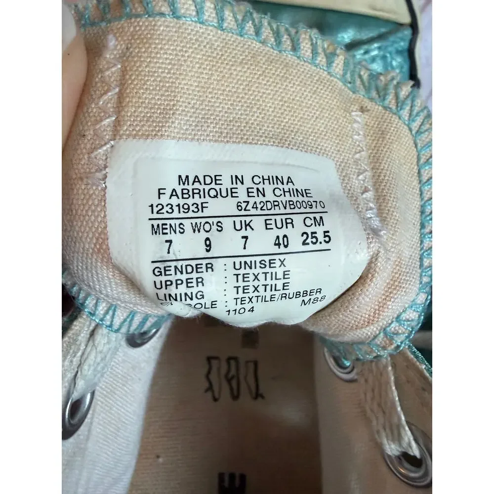 Converse Chuck Taylor All Star Low Top Aqua Blue Shimmer Sneakers Women's 9 - Picture 8 of 8